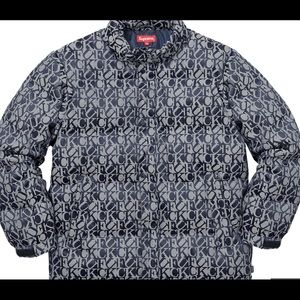 Blue Supreme FUCK Jacquard, size Medium, good condition. Jacket + Toque